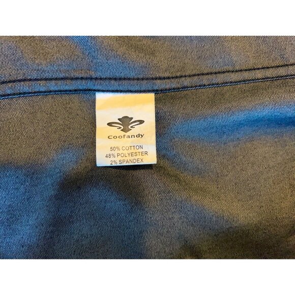 COOFANDY Men's Button-Down Long Sleeve Solid Dress Shirts Blue/Plaid Trim Size L - Picture 7 of 10